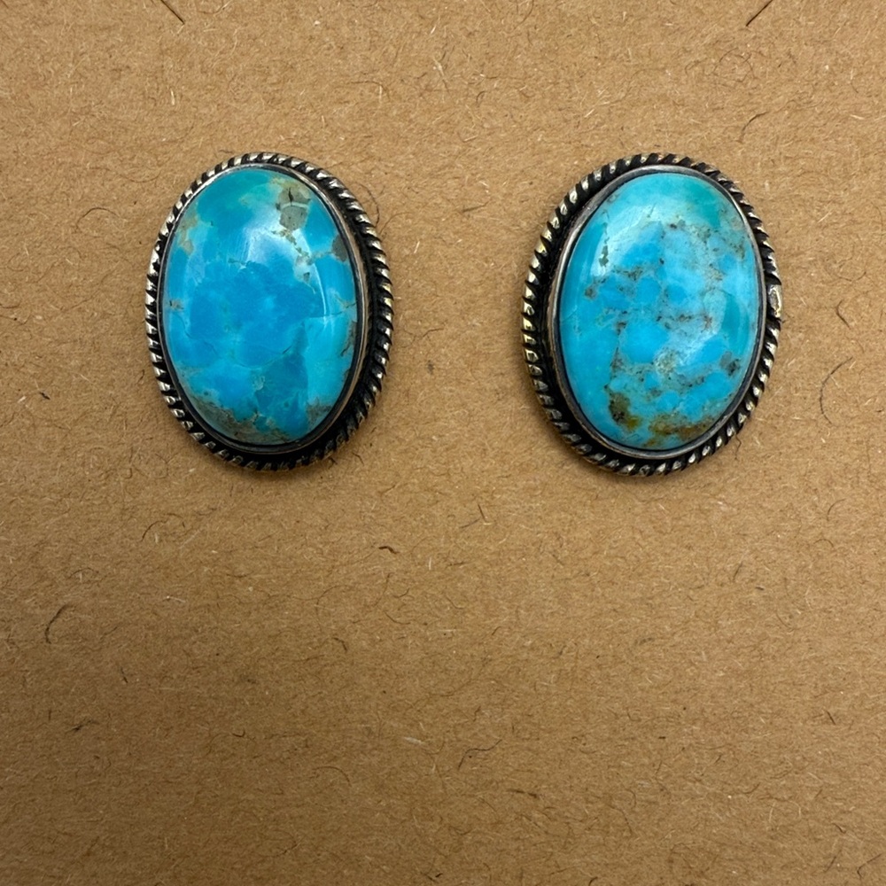 New 925 Sterling Silver Mojave Turquoise Earrings